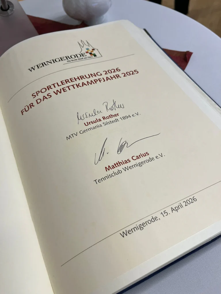 Matthias Carius- Eintragung ins Ehrenbuch des Sports - TC Wernigerode e.V.