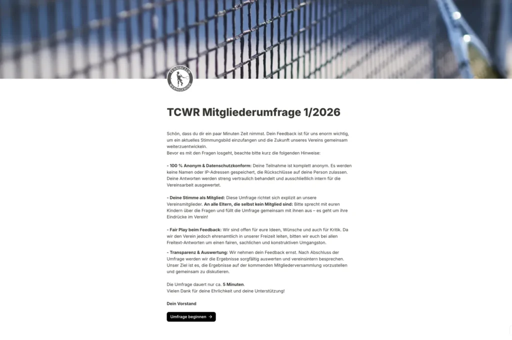 Umfrage - Tennisclub Wernigerode e.V.